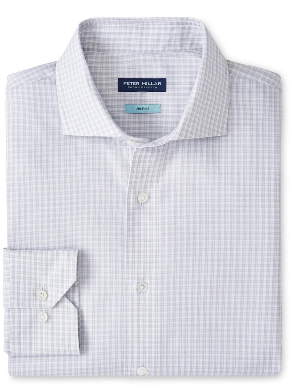 NWT Peter Millar Torino Cotton Sport Shirt Large Gale Gray Check $250